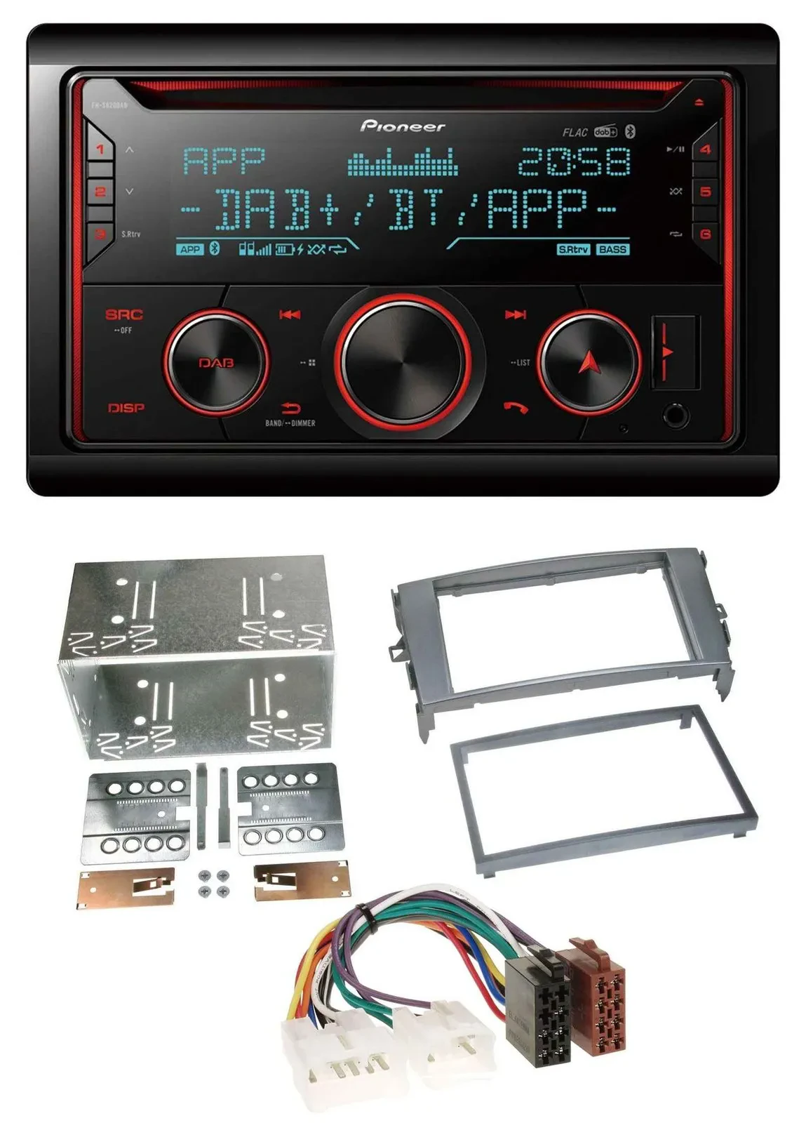 Pioneer 2DIN DAB MP3 Bluetooth USB CD Autoradio für Toyota Auris 07-12 anthrazit