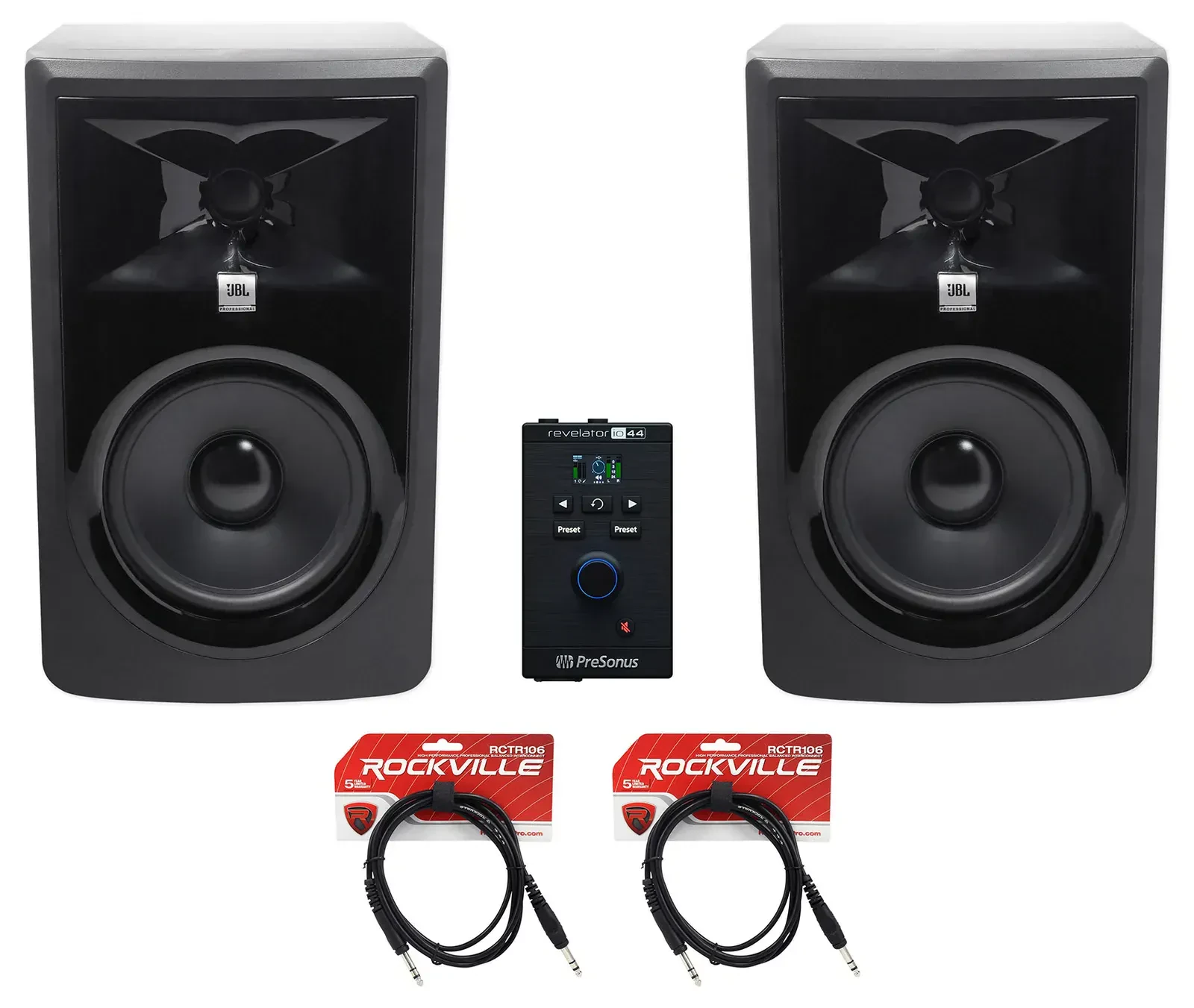(2) JBL 306P MkII 6" Powered Studio Monitors+Presonus Revelator USB Interface