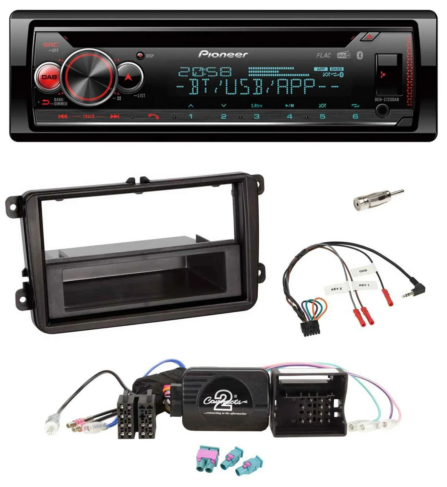 Автомагнитола для VW Passat/Polo/Scirocco/Sharan Pioneer DAB, CD, Bluetooth, USB, поддержка кнопок на руле