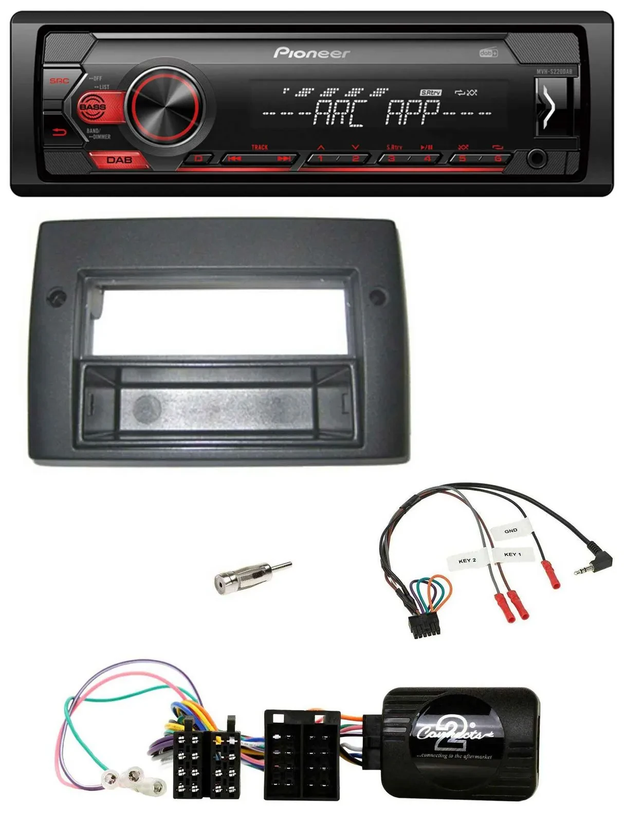 Автомагнитола Pioneer 1-DIN DAB USB MP3 для Fiat Stilo (2001–2007) с поддержкой управления на руле