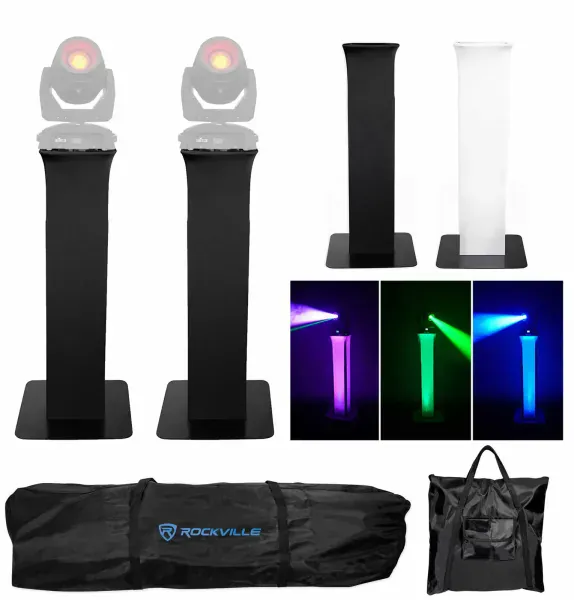 2 Totem Stands+Black+White Scrims For 2 Chauvet Intimidator Spot 355 IRC Lights