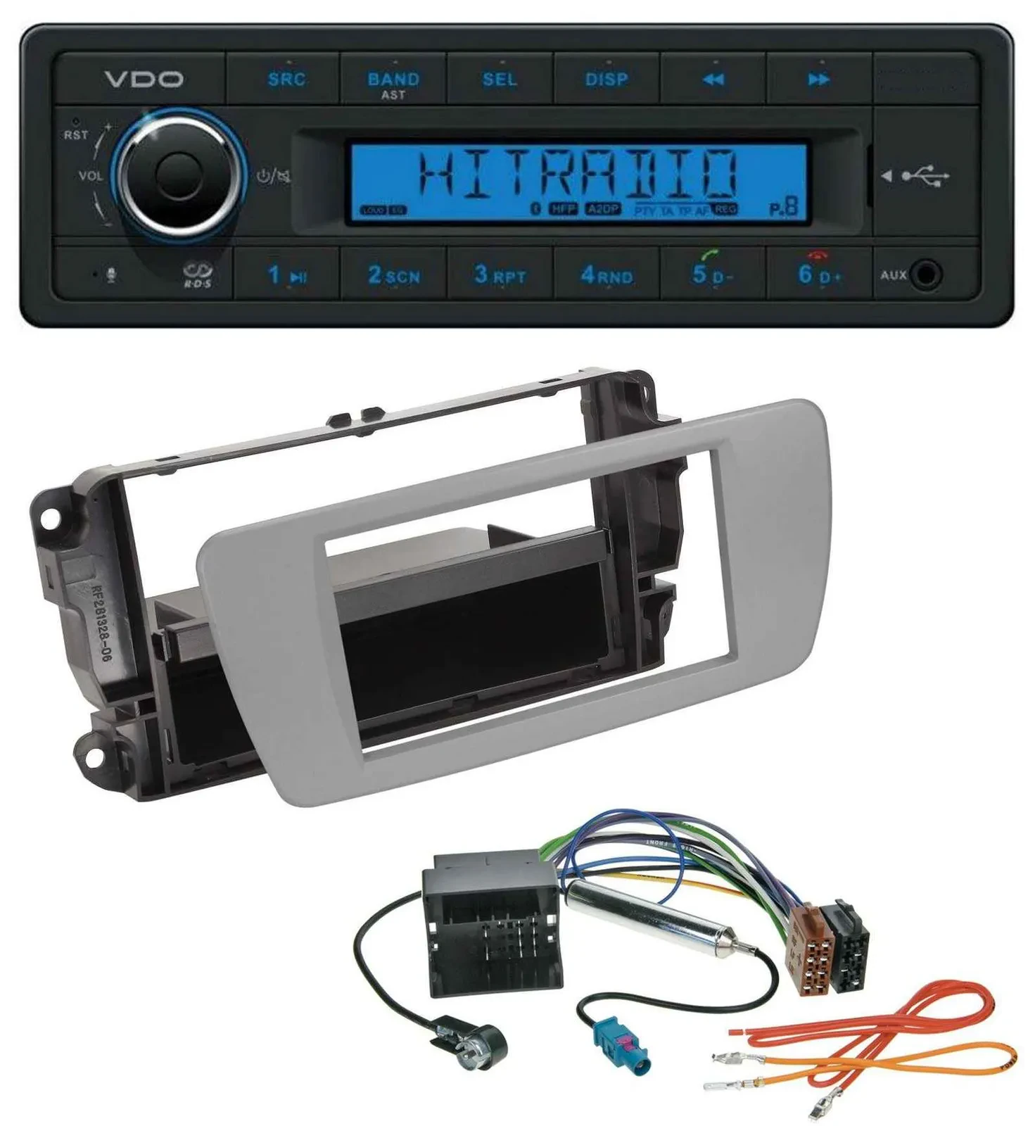 VDO AUX Bluetooth USB MP3 Autoradio für Seat Ibiza (ab 08) - dublingrau