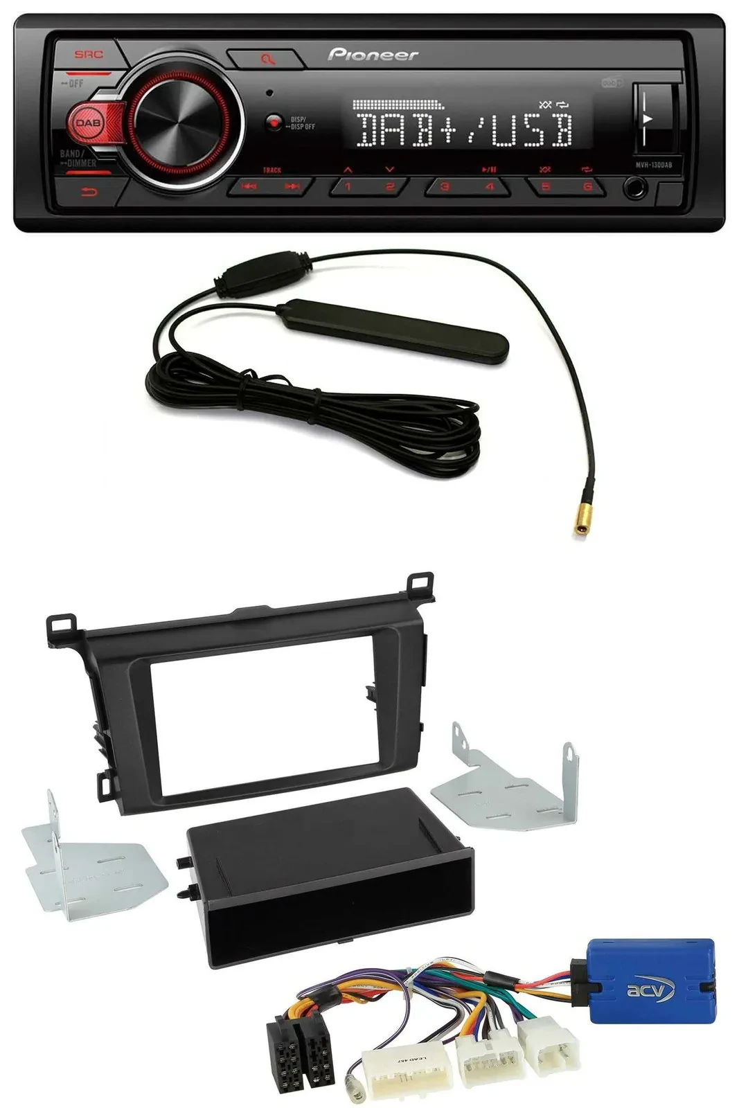 Автомагнитола Pioneer 1-DIN, DAB, MP3, USB, AUX для Toyota RAV4 (с 2013)