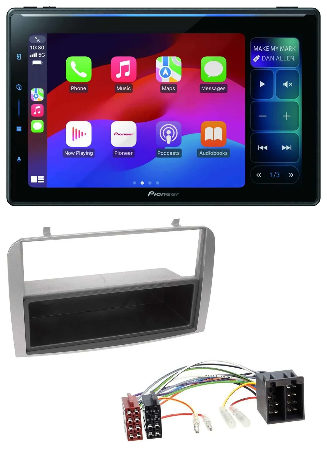 Автомагнитола Pioneer Bluetooth DAB USB MP3 для Alfa Romeo 147/GT, серебристая, с отсеком для хранения