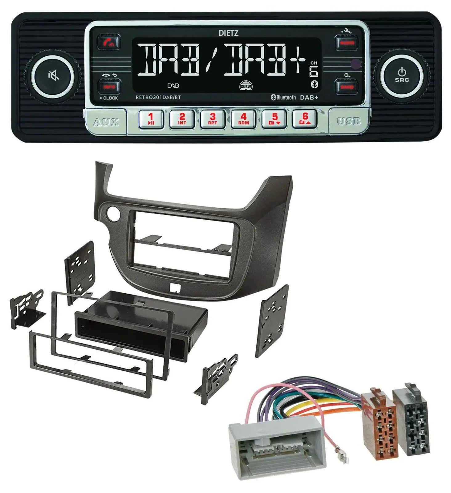 Автомагнитола для Honda Jazz (с 2009) Dietz USB DAB MP3 Bluetooth темно-серый