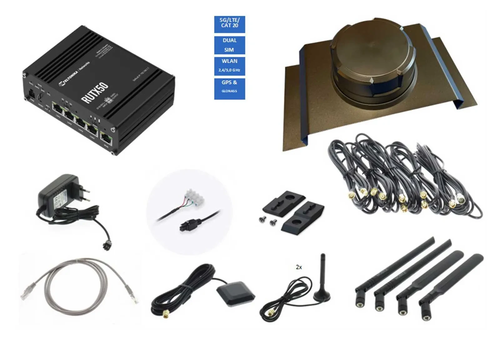 Teltonika 5G WLAN Router RUTX50B ANT515 schwarz Träger 15908 TEL-RUTX50B-515B-8