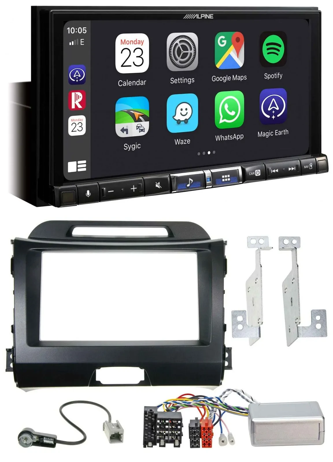 Alpine 2DIN DAB USB Lenkrad Bluetooth Autoradio für Kia Sportage III 10-15 schwa