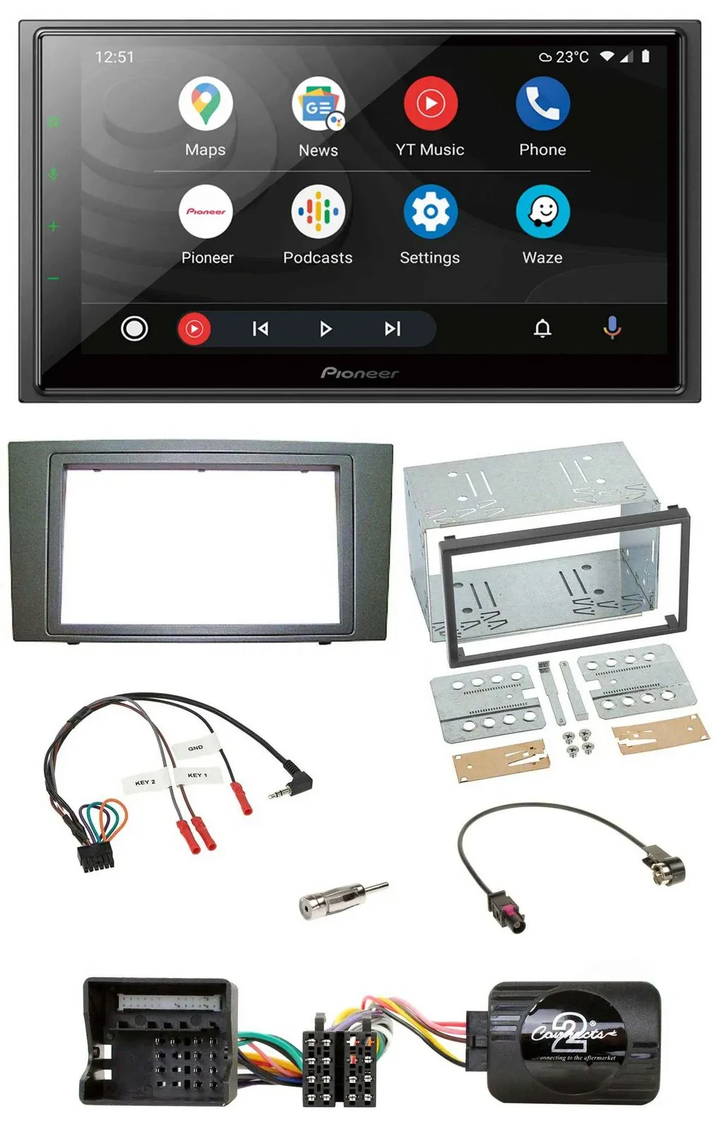 Автомагнитола Pioneer 2-DIN, USB, DAB, Bluetooth для Ford Mondeo (2003–2007), поддержка управления на руле
