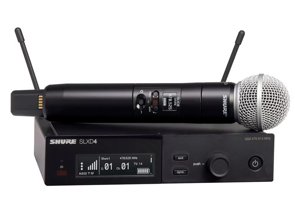 Микрофонная радиосистема SHURE SLXD24E/SM58-H56 цифровая, 1-канальная, UHF 518–562 МГц, ручной передатчик SM58