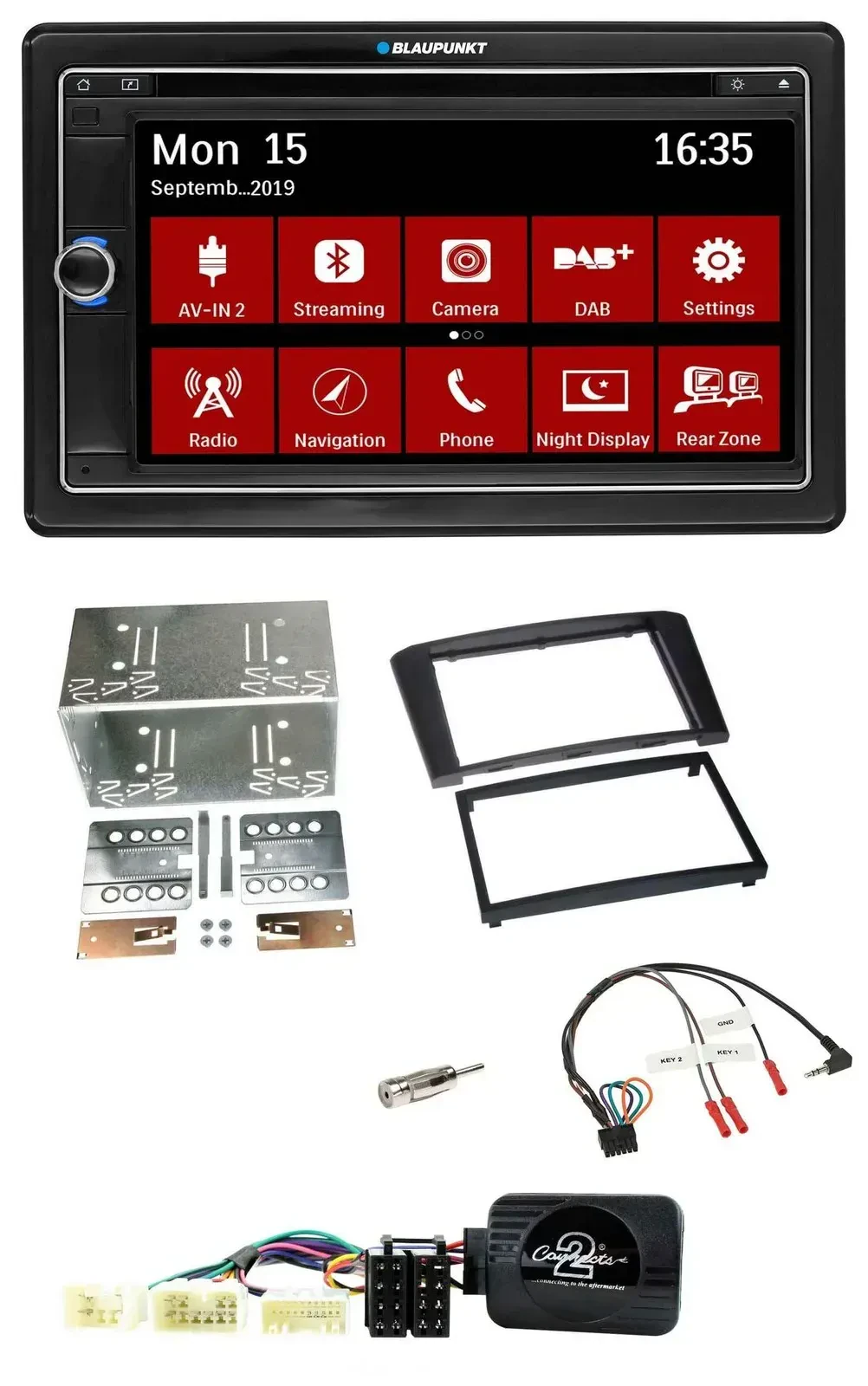 Blaupunkt Lenkrad DAB TMC 2DIN USB Bluetooth Navigation für Toyota Avensis 2003-