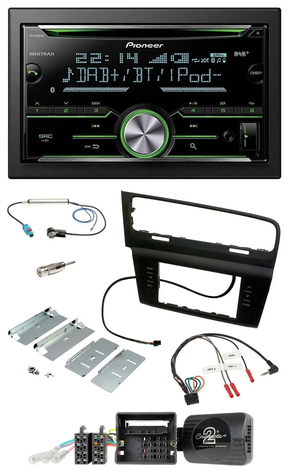 Автомагнитола Pioneer 2 DIN, Bluetooth, DAB, CD, USB для VW Golf VII (с 2012)