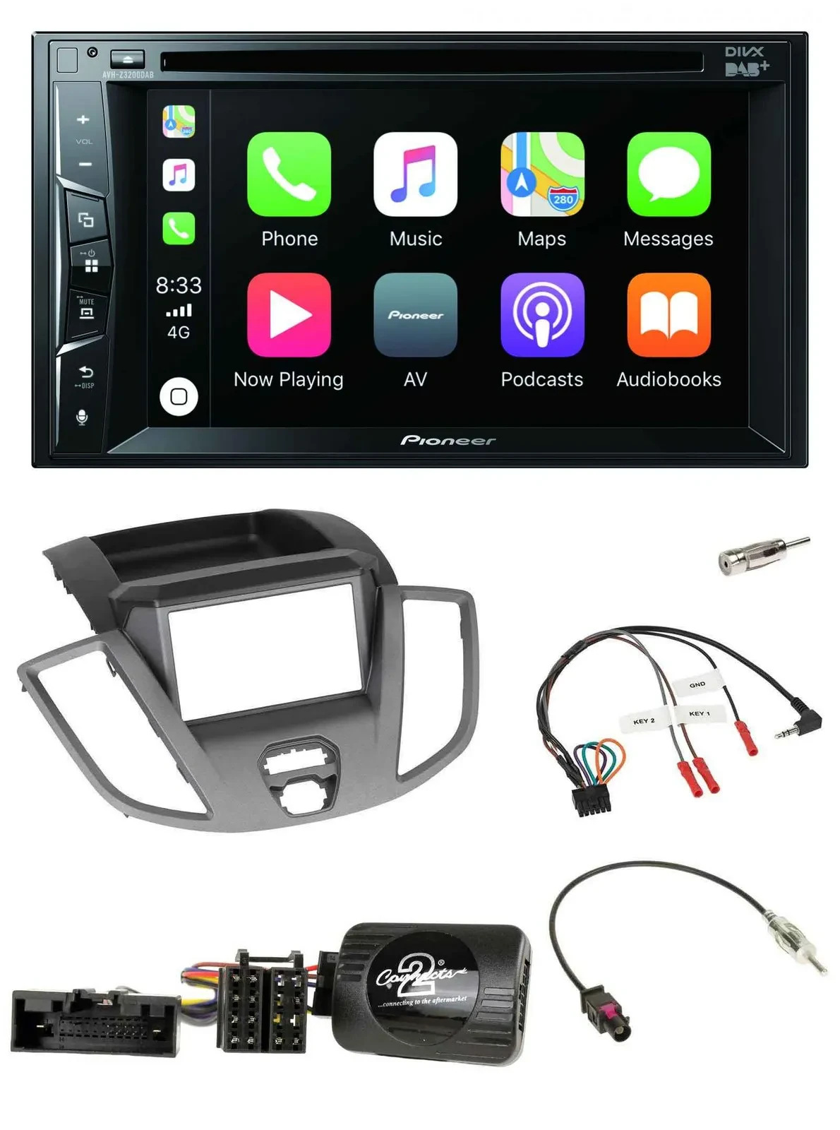Pioneer Lenkrad USB DVD Bluetooth DAB 2DIN Autoradio für Ford Transit V363 2014-