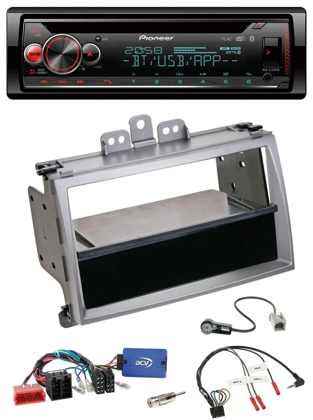 Автомагнитола Pioneer для Hyundai i20 (2009–2011) DAB, CD, Bluetooth, USB, ISO, серебристая