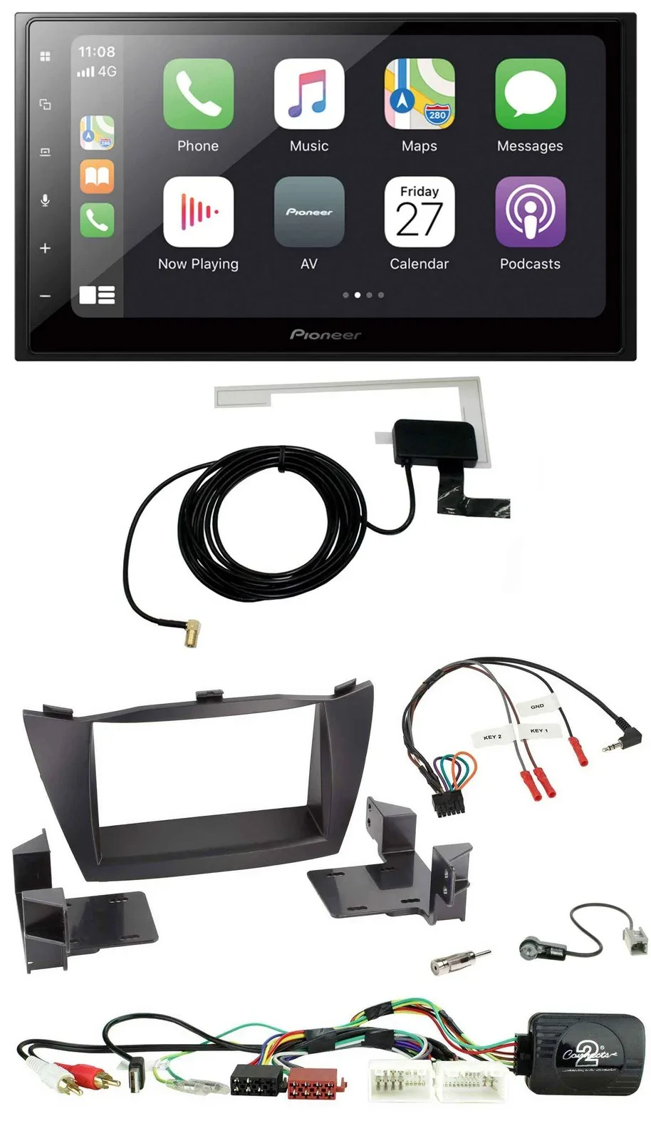 Pioneer USB Lenkrad 2DIN Bluetooth DAB Autoradio für Hyundai Tucson 2010-2015 sc