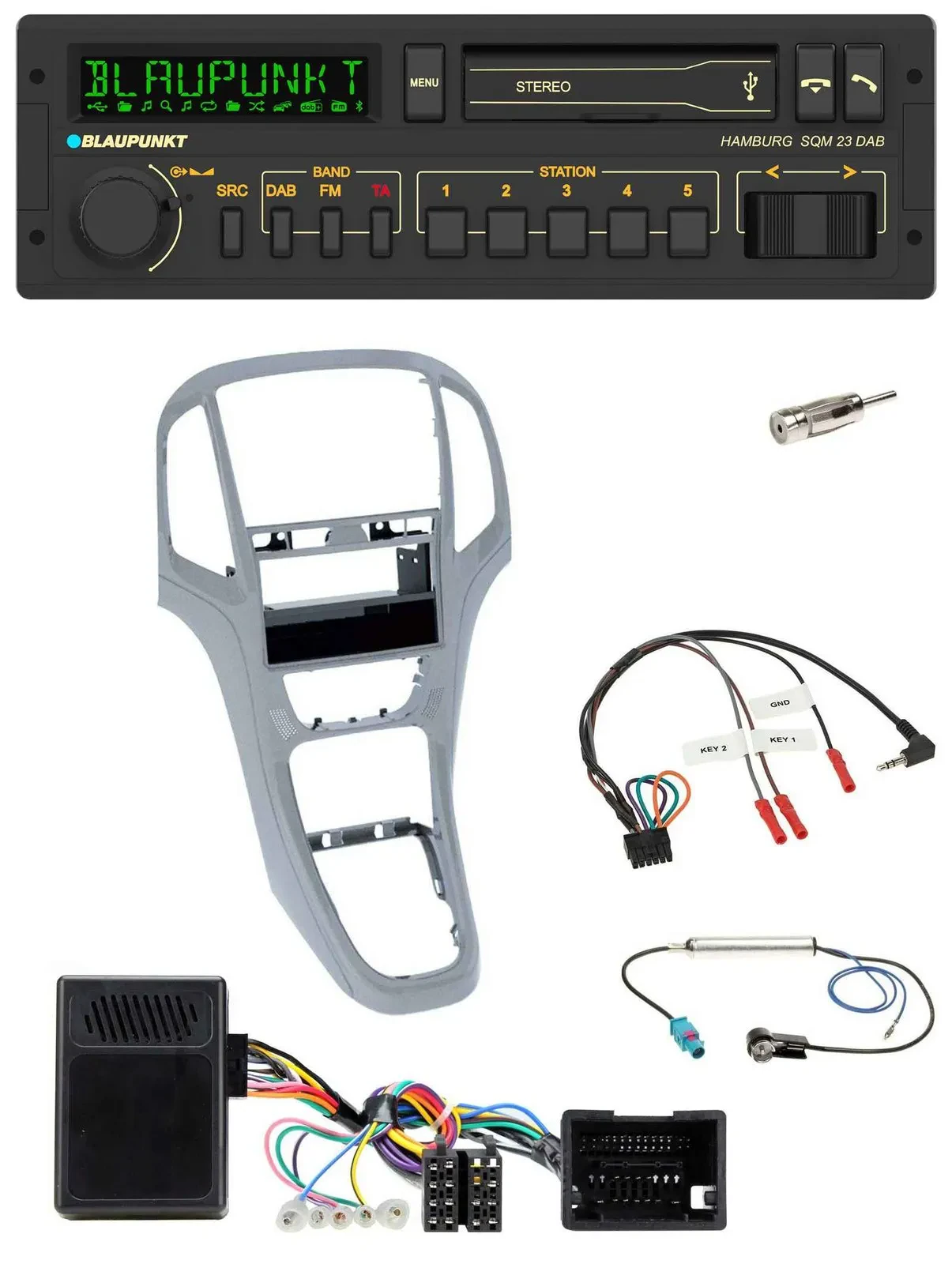 Blaupunkt USB DAB Bluetooth Lenkrad Autoradio für Opel Astra J 09-16 Platin silb