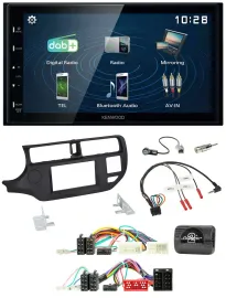 Kenwood 2DIN Bluetooth Lenkrad USB DAB Autoradio für Kia Rio UB 11-15 schwarz