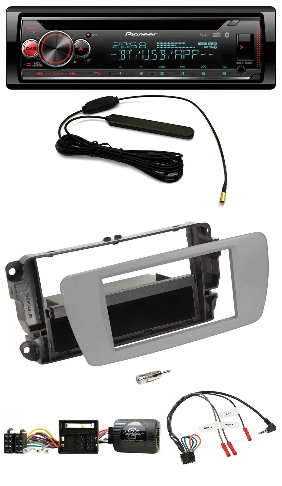 Автомагнитола Pioneer USB DAB Bluetooth CD для Seat Ibiza, серый