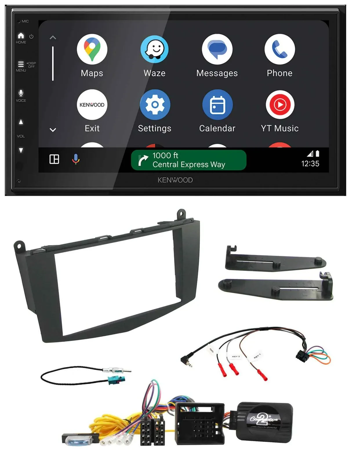 Автомагнитола Kenwood 2-DIN, DAB, Bluetooth, USB, для Mercedes C-Class (W20) 2007–2011