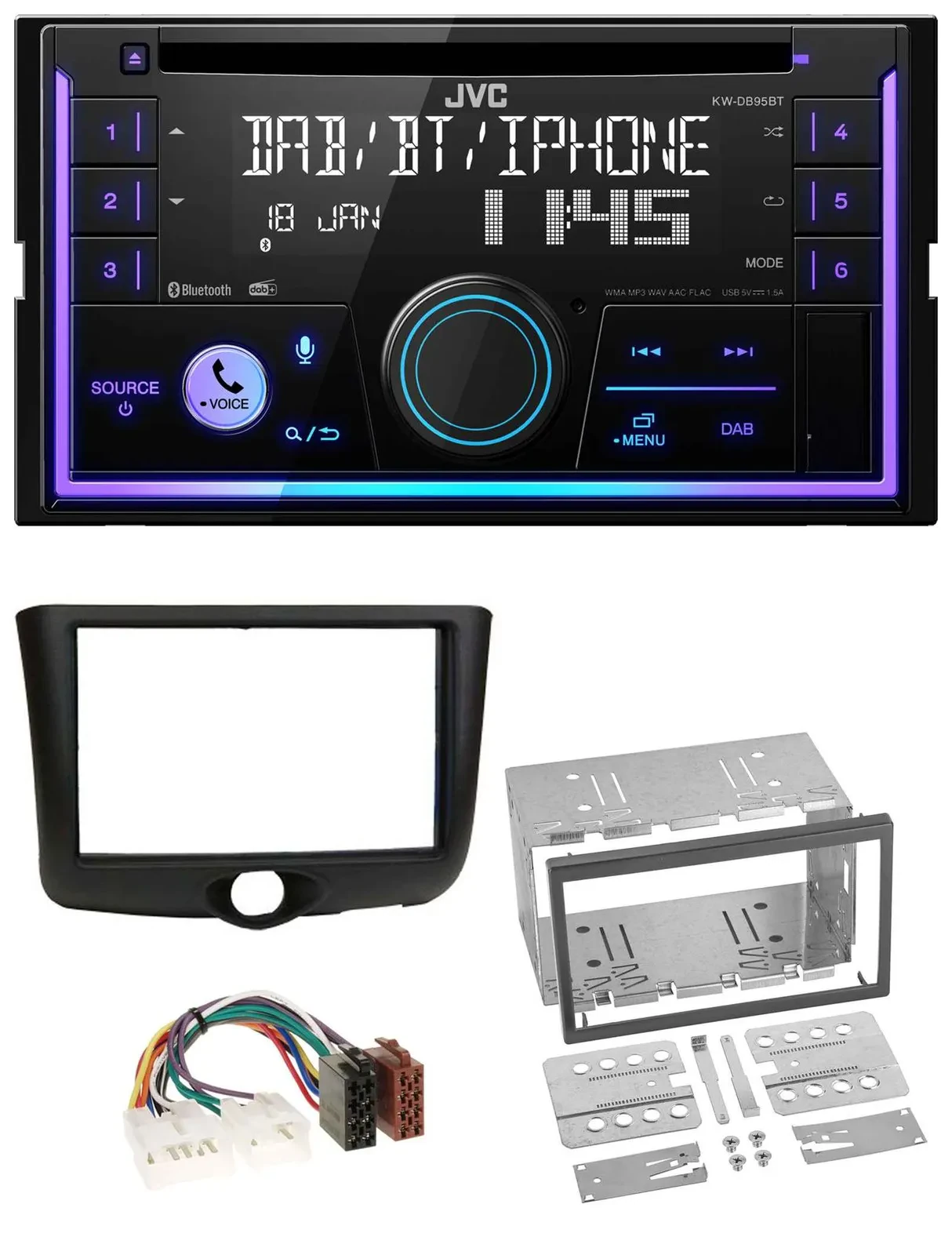 Автомагнитола для Toyota Yaris JVC 2 DIN, CD, USB, Bluetooth, DAB, MP3