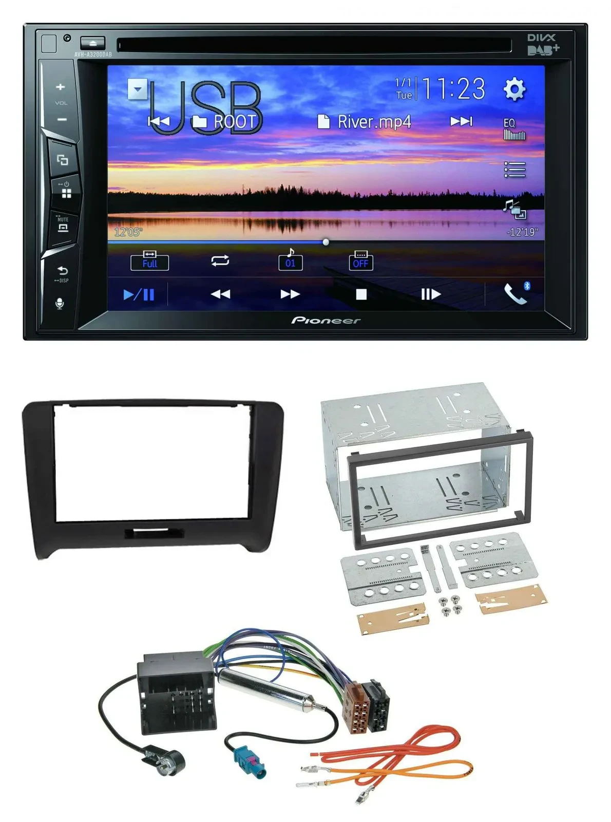 Pioneer Bluetooth 2DIN USB DVD DAB MP3 Autoradio für Audi TT (06-14) Quadlock