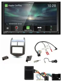 Kenwood Bluetooth USB 2DIN Lenkrad TMC DAB Navigation für Chevrolet Aveo ab 11 d