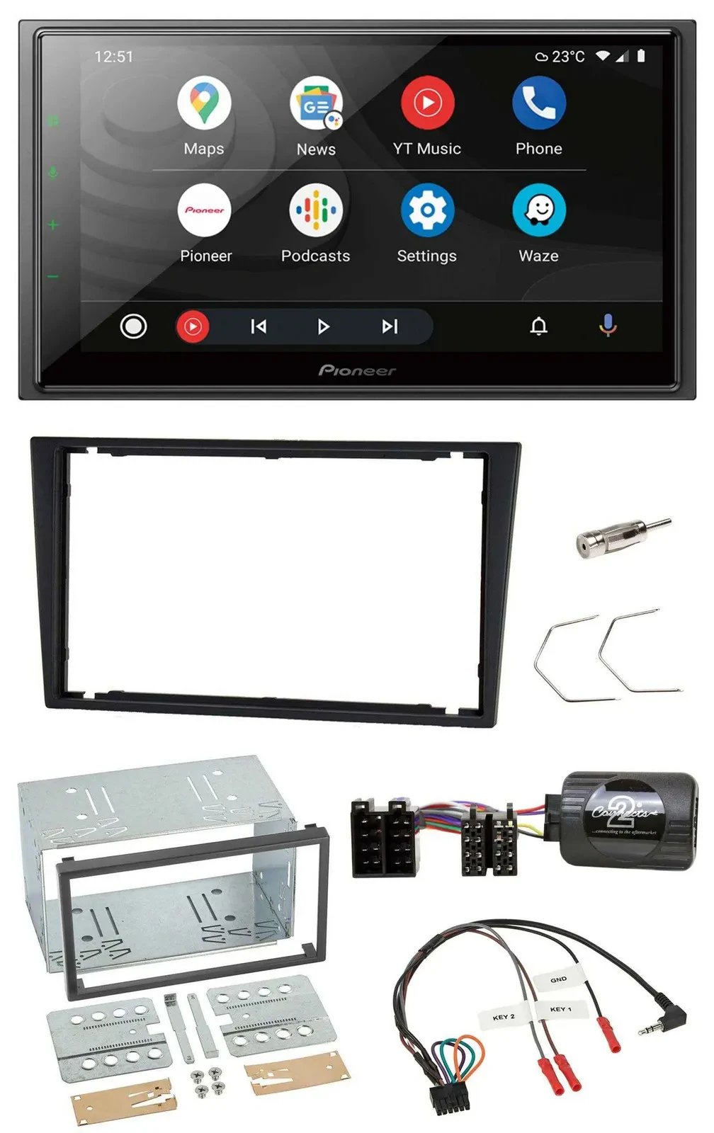 Pioneer USB 2DIN DAB Lenkrad Bluetooth Autoradio für Opel Corsa C Vectra C charc