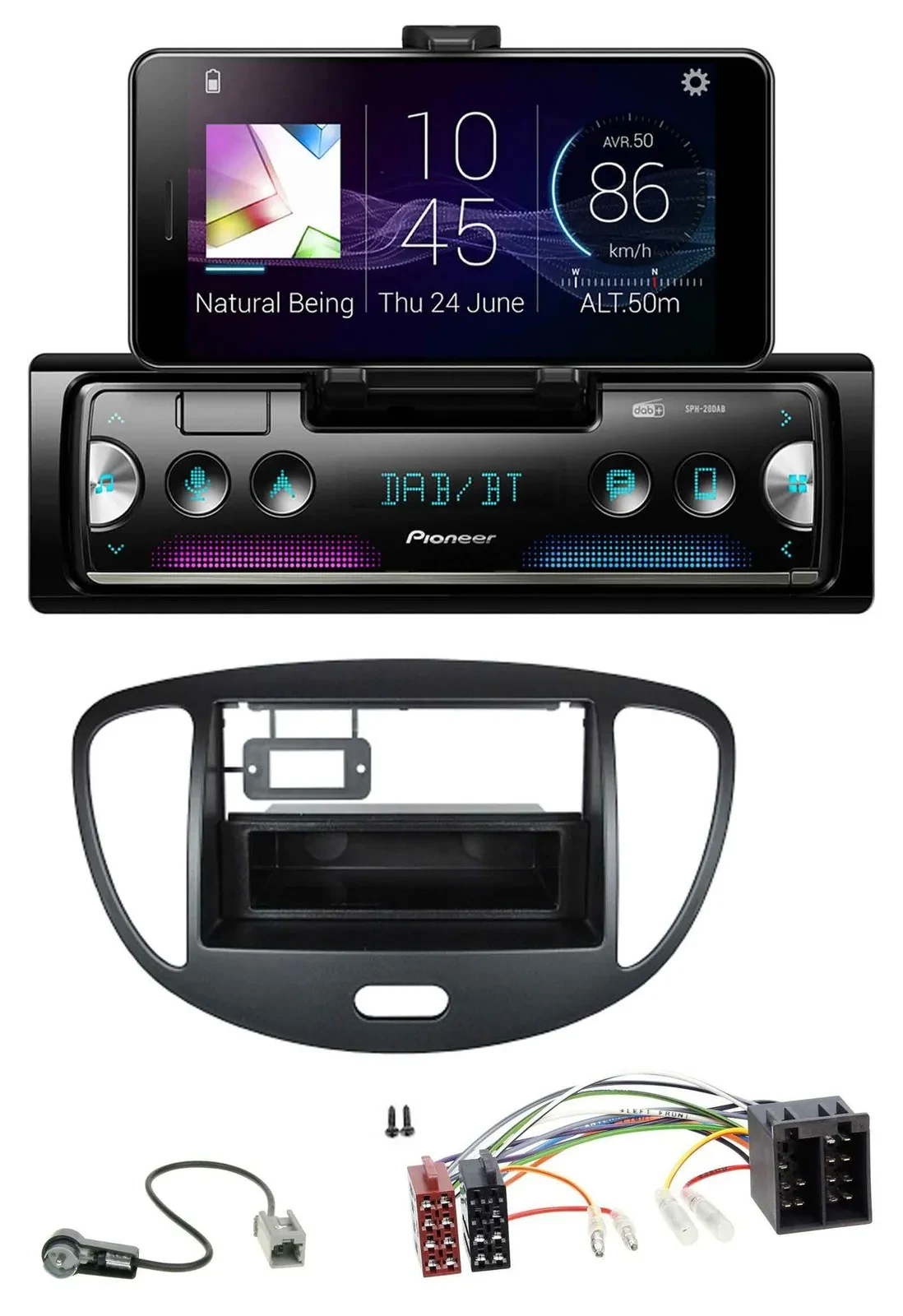 Pioneer USB MP3 Bluetooth DAB Autoradio für Hyundai i10 (2008-2013) schwarz