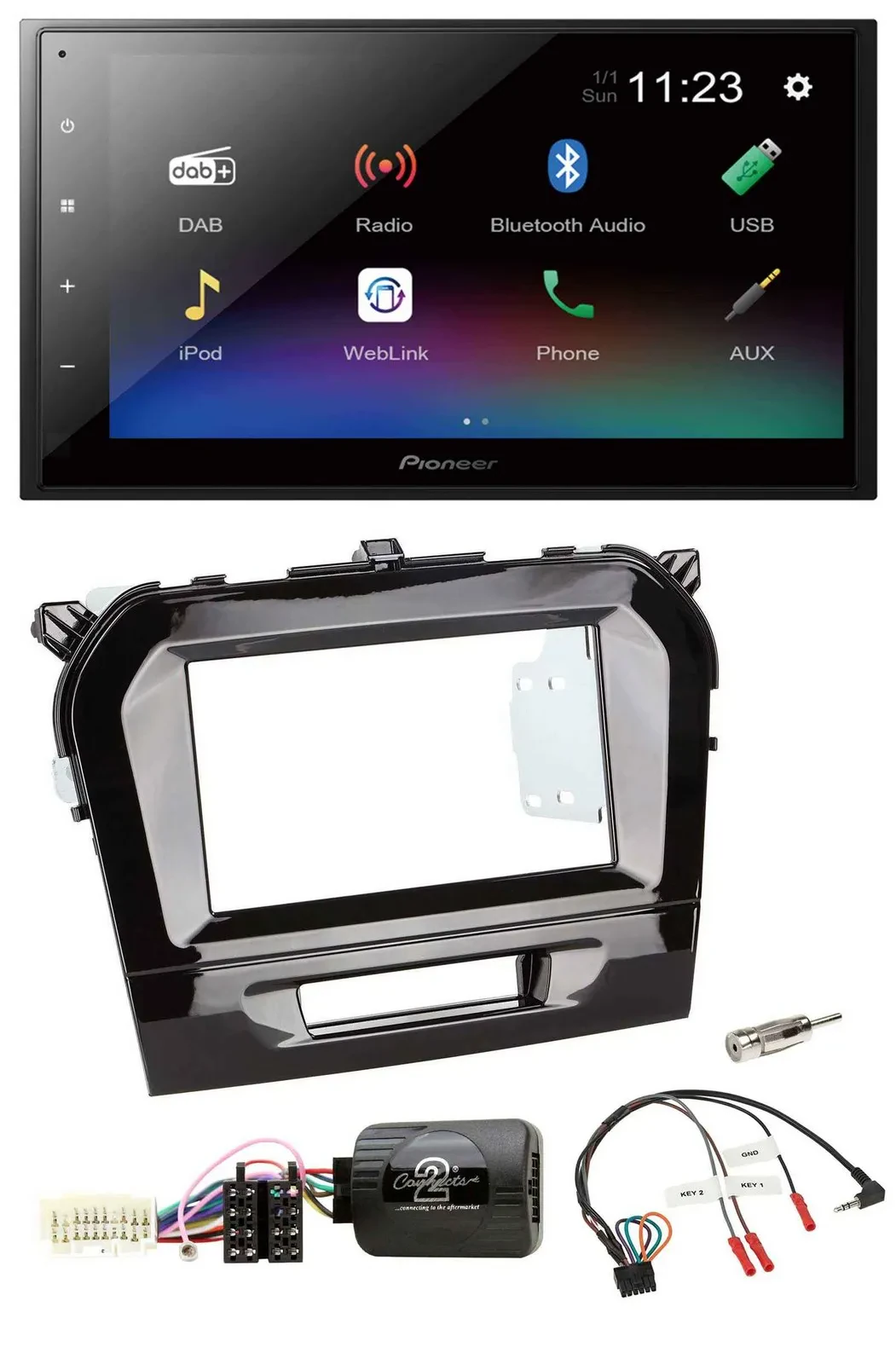 Pioneer USB Bluetooth DAB 2DIN Lenkrad Autoradio für Suzuki Vitara ab 2015