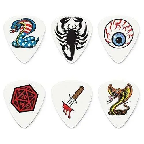 6 Pack of Collectible Dunlop Dirty Donny Punk Skateboard Guitar Picks