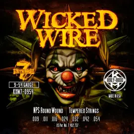 Струны для 7-струнной электрогитары Kerly KXW7-0954 Wicked Wire 9-54