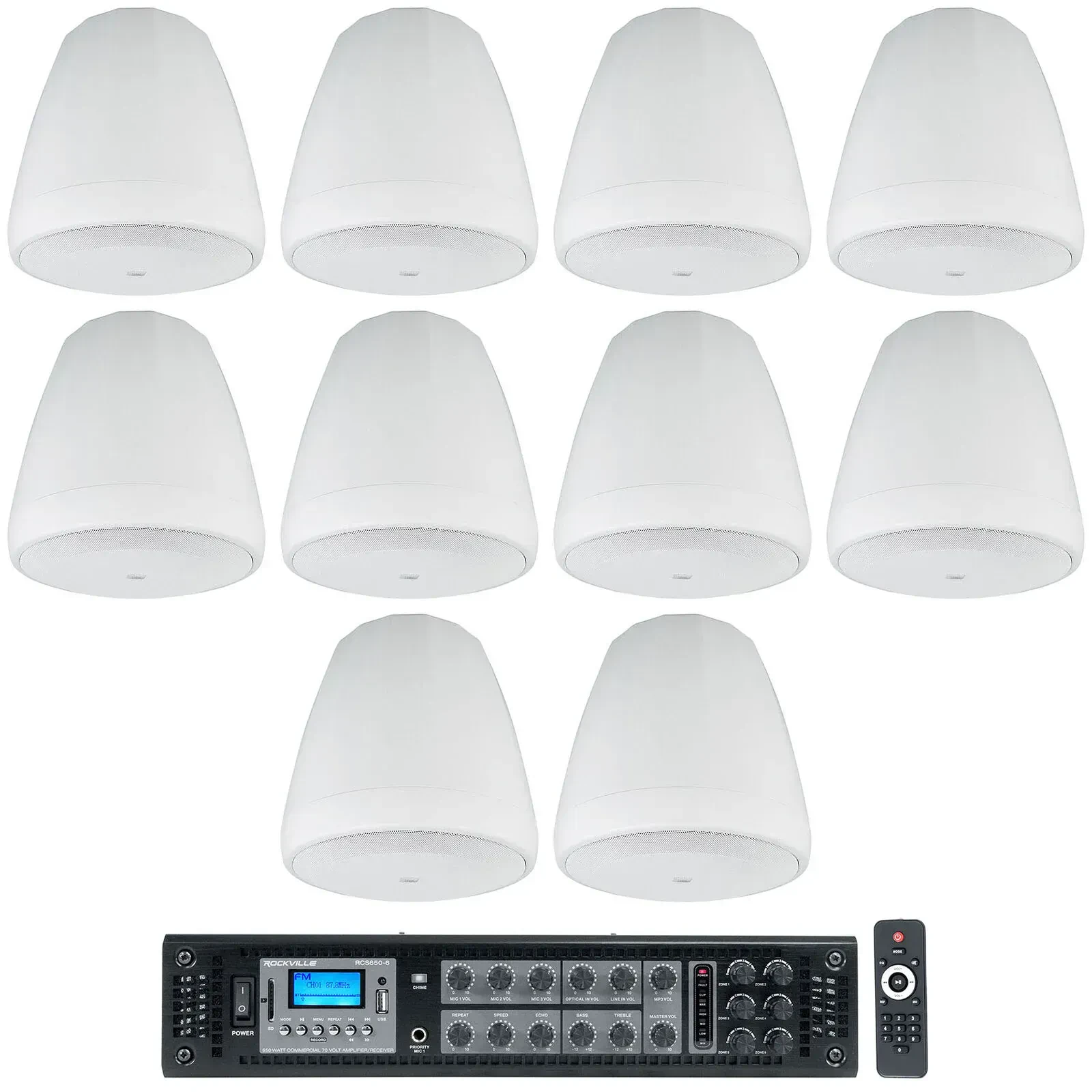 Потолочная акустика JBL Control 67 P/T White с усилителем (10 штук)