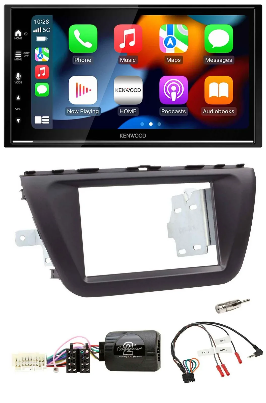 Автомагнитола для Suzuki SX4 Kenwood 2-DIN, DAB, Bluetooth, USB, поддержка управления с рулевого колеса