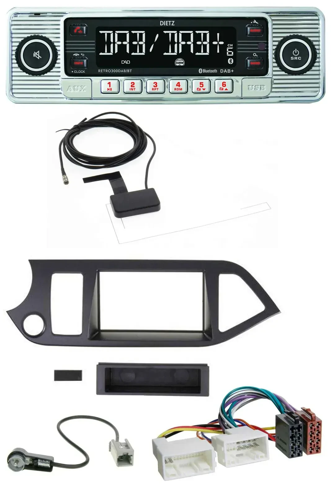 Dietz Bluetooth USB MP3 DAB Autoradio für Kia Picanto ab 2011 Start-Stop