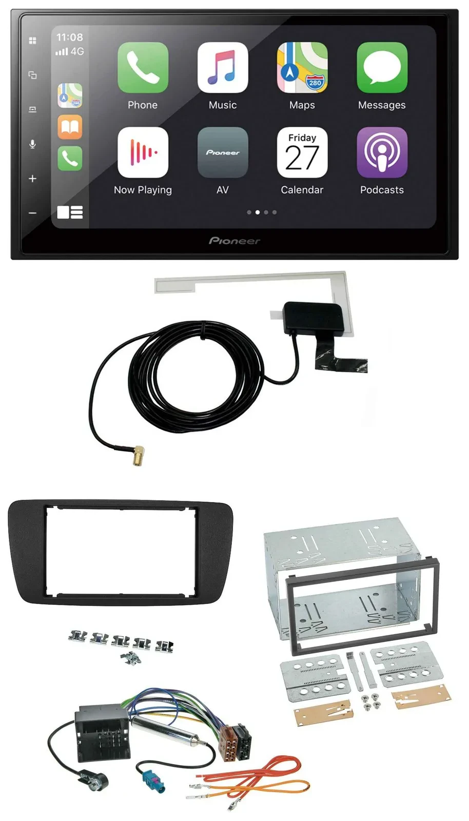 Pioneer USB MP3 2DIN Bluetooth DAB Autoradio für Seat Ibiza ab 08 nitschwarz