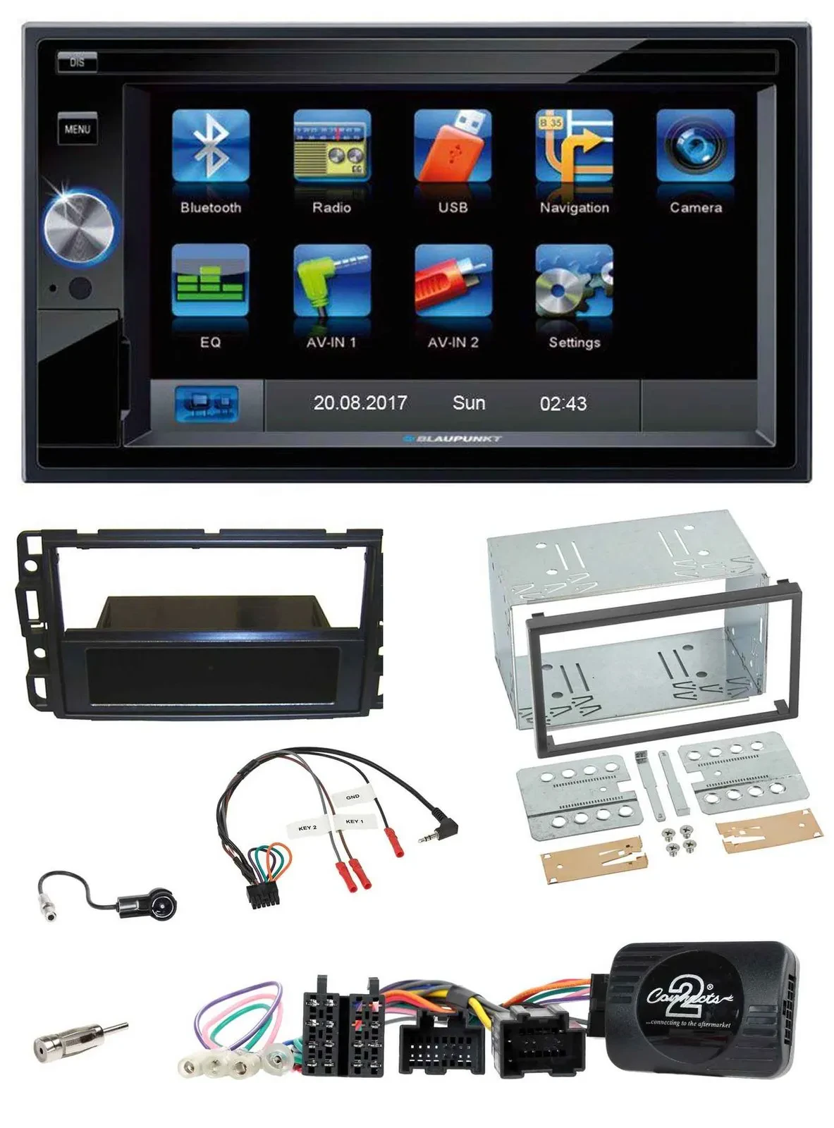 Blaupunkt SD USB TMC Bluetooth 2DIN Lenkrad Navigation für Cadillac BLS YSCF 200