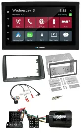 Blaupunkt 2DIN Lenkrad USB Bluetooth DAB Autoradio für Fiat Panda 2004-2007 grau