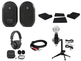 Pair JBL 104 Powered Studio Monitors w/Bluetooth+Headphones+Mic+Stand 104SET-BT