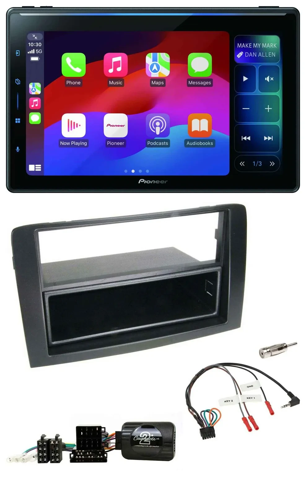 Pioneer Bluetooth DAB Lenkrad USB Autoradio für Fiat Idea 2006-2012 schwarz