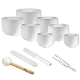Meinl Sonic Energy Crystal Singing Bowl Chakra Set CSBSETCHA mit Stimmgabel
