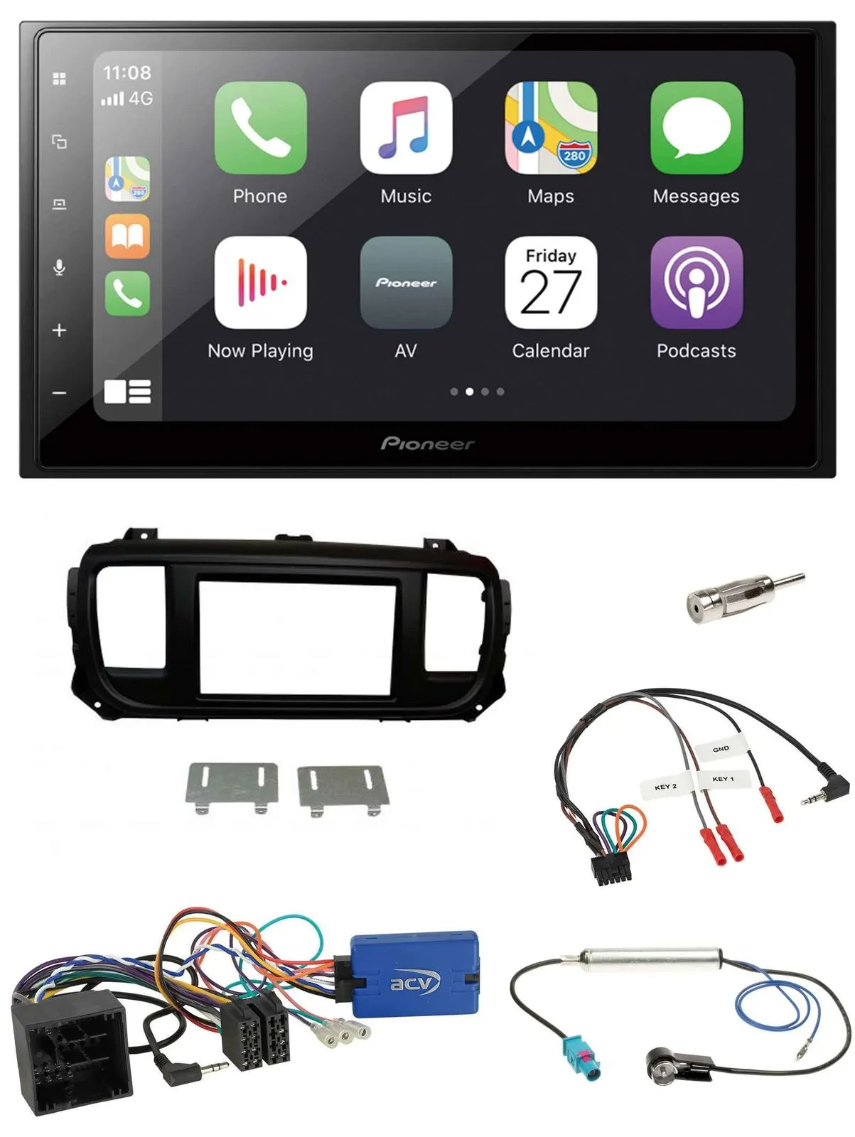 Pioneer Lenkrad Bluetooth DAB 2DIN USB Autoradio für Citroen Spacetourer Jumpy o