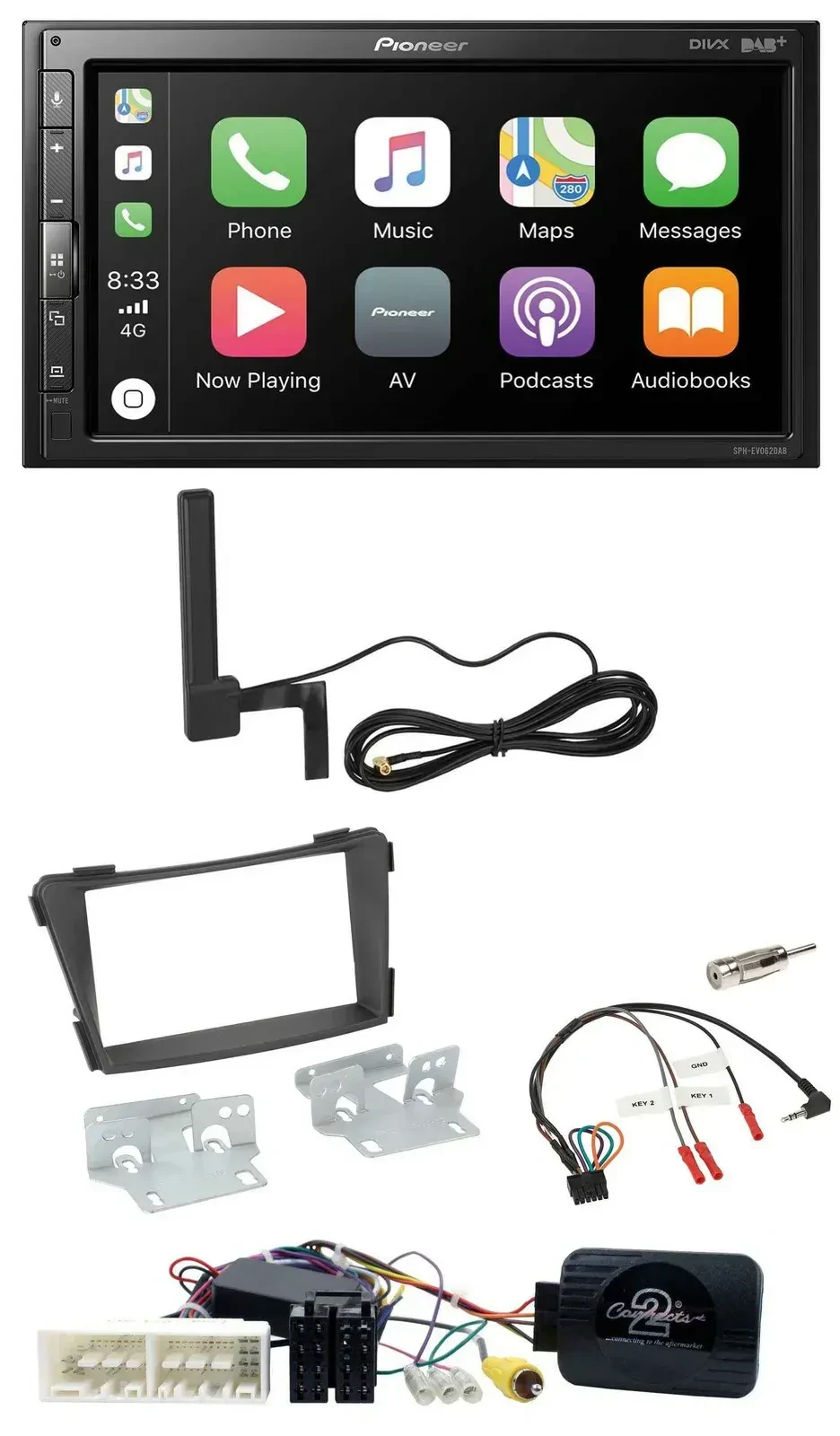 Автомагнитола Pioneer 2 DIN, USB, Bluetooth, DAB, для Hyundai i40 (VF) с 2016, черный