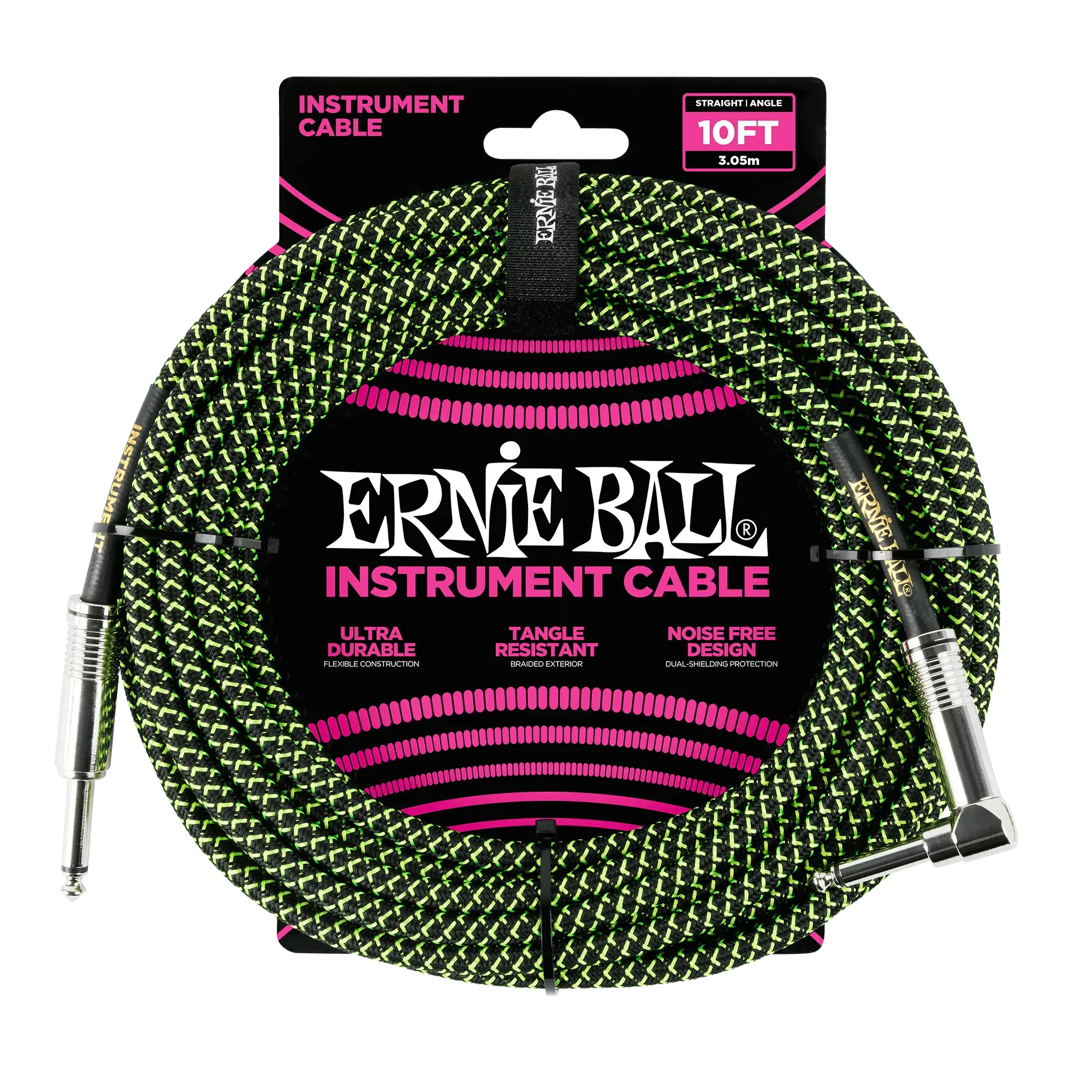 Инструментальный кабель Ernie Ball 6077 3м Braided Green
