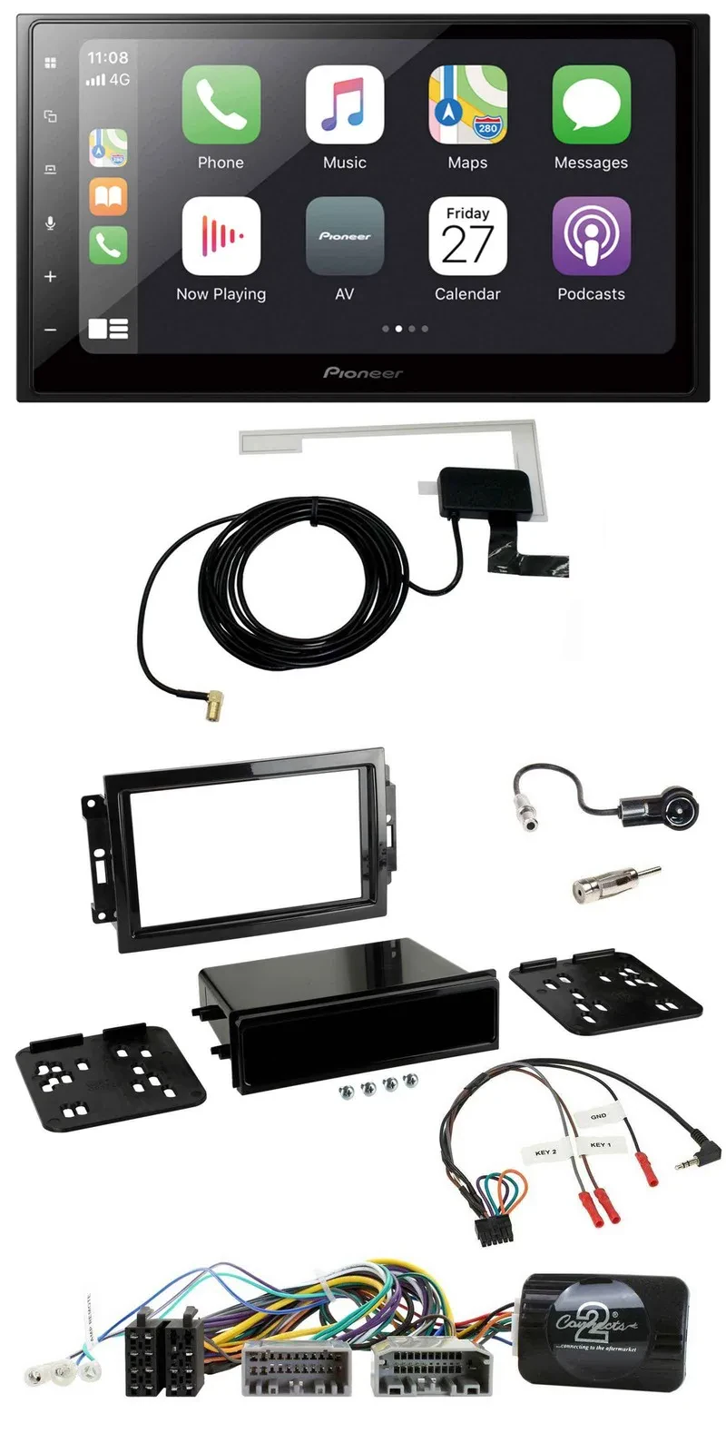 Автомагнитола Pioneer 2DIN Bluetooth DAB USB для Dodge/Jeep с поддержкой управления на руле