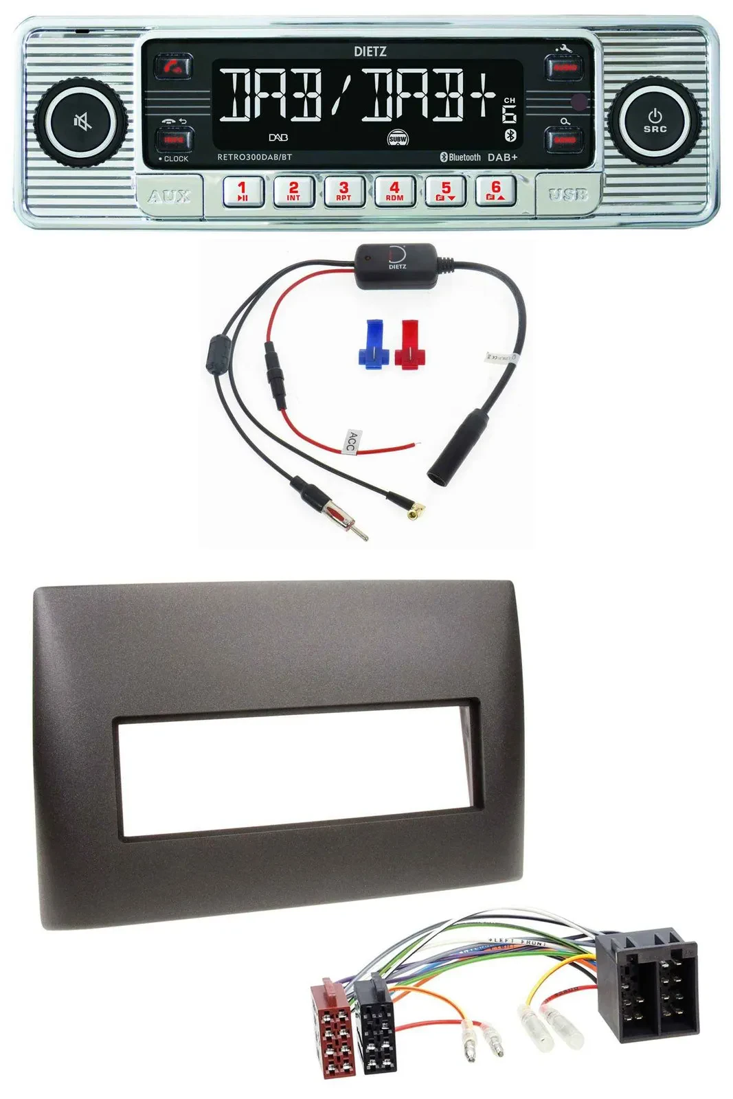 Dietz DAB USB MP3 Bluetooth Autoradio für Fiat Stilo (192, 2001-2008)