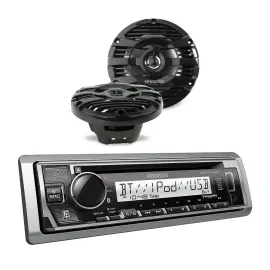 Kenwood KMR-D382BT CD Marine Receiver + 6.5" Marine Speaker Kit