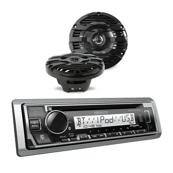 Kenwood KMR-D382BT CD Marine Receiver + 6.5" Marine Speaker Kit