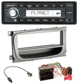 Continental USB MP3 AUX 1DIN Autoradio für Ford Focus Galaxy C-Max ab 2007 silbe