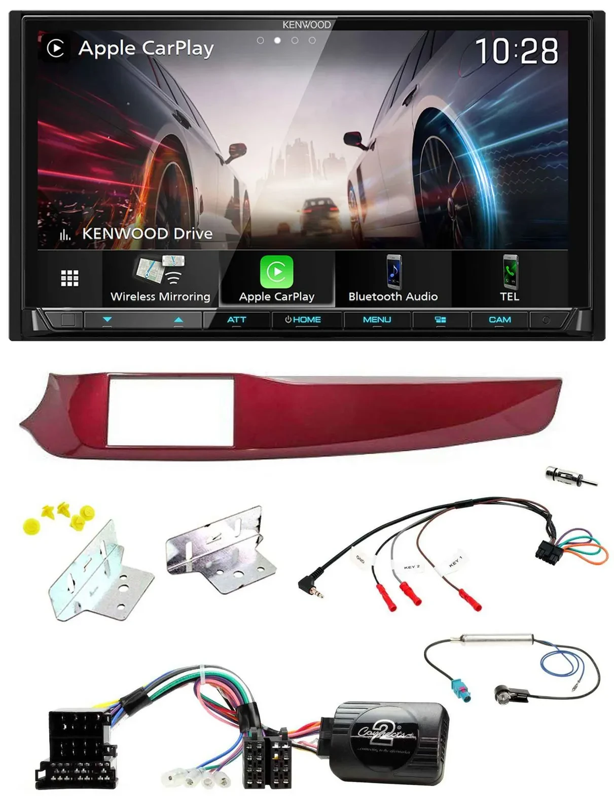 Kenwood Lenkrad 2DIN USB DAB Bluetooth Autoradio für Alfa Giulietta rot 940 2010