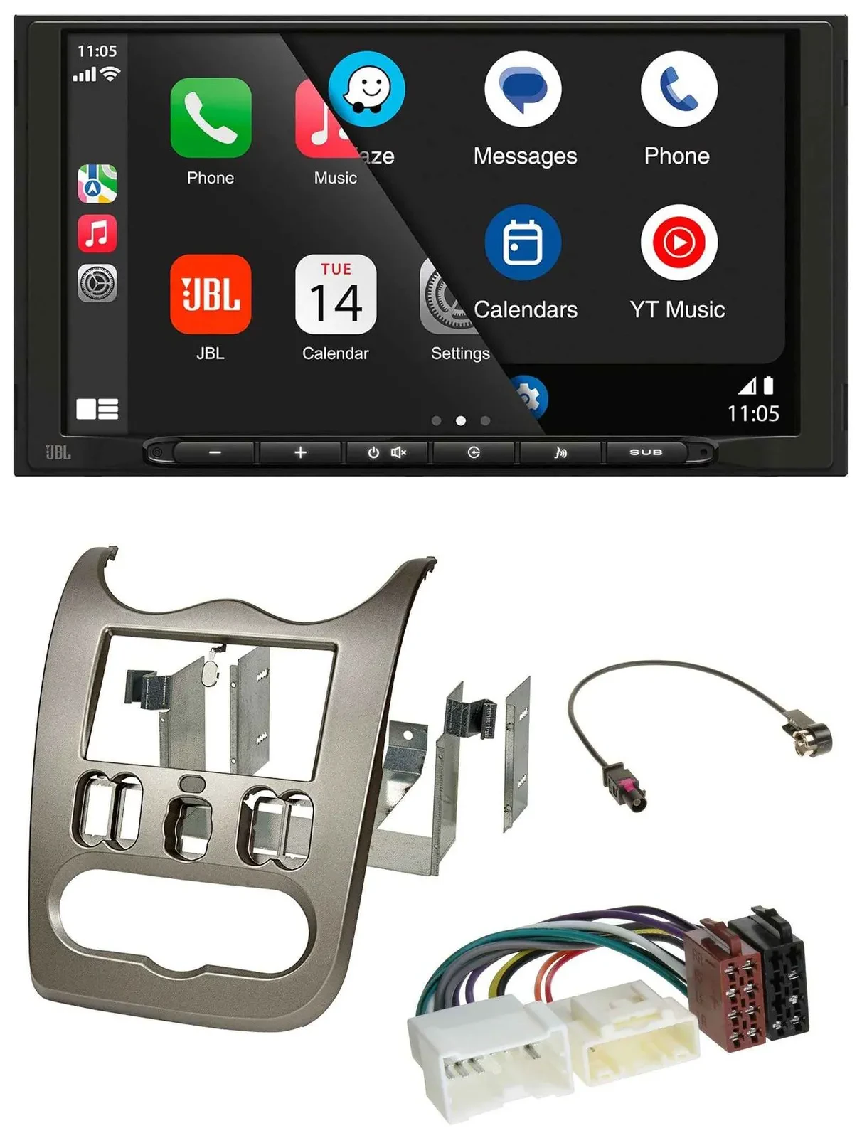 JBL USB 2DIN MP3 Bluetooth AUX Autoradio für Dacia Logan Sandero Duster ab 11 du