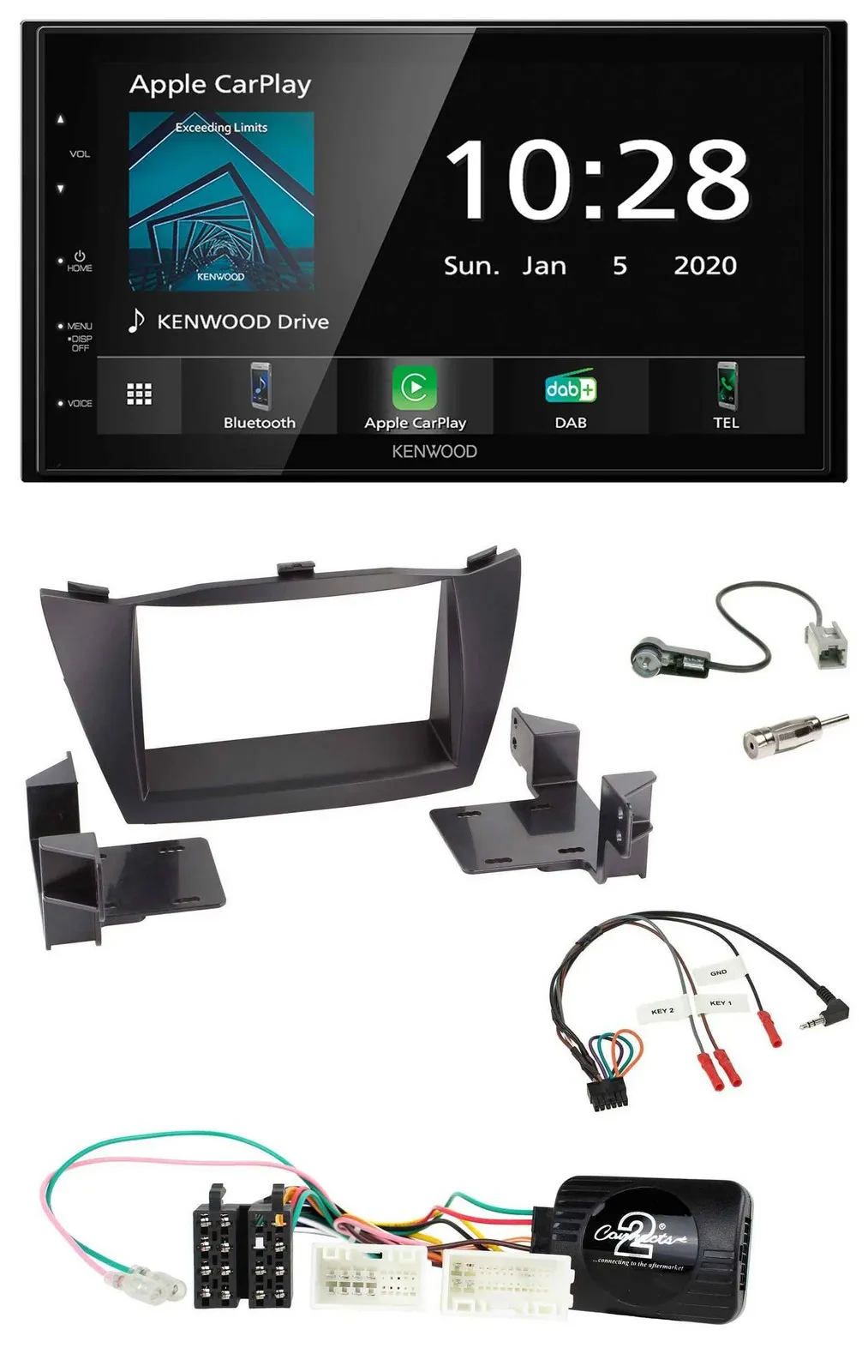 Kenwood Bluetooth Lenkrad DAB USB 2DIN Autoradio für Hyundai ix35 2010-2013 ohne